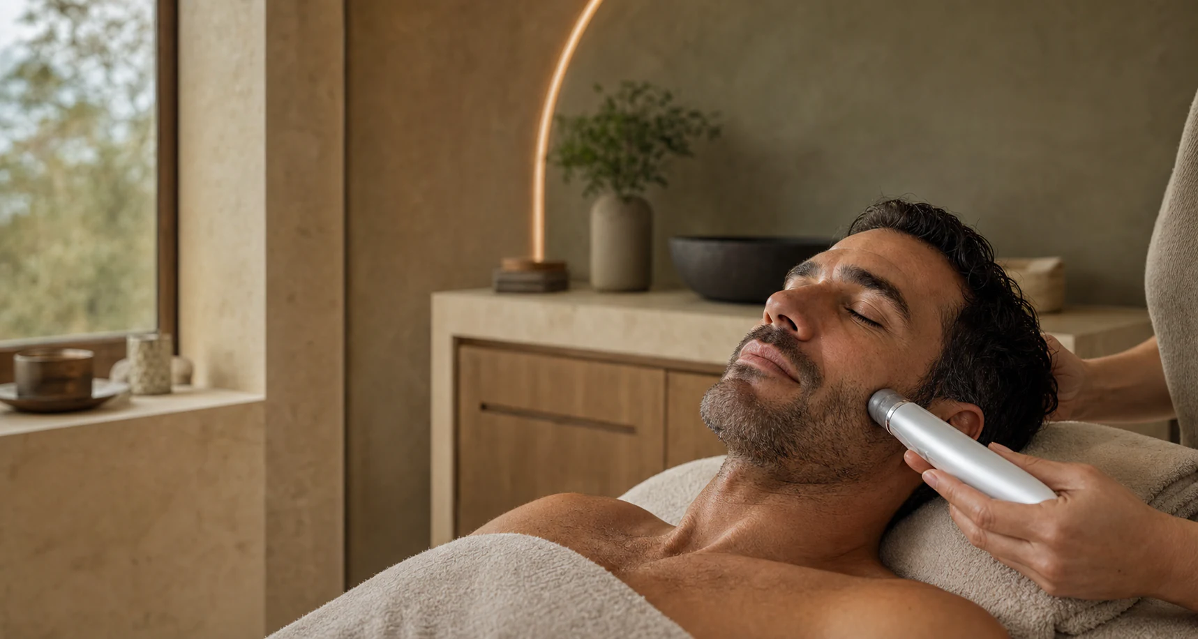 Man during facial treatment
